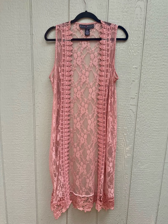 Polly & Esther Jackets & Blazers - Polly & Esther Lace Overlay Vest — Dusty Rose Pink